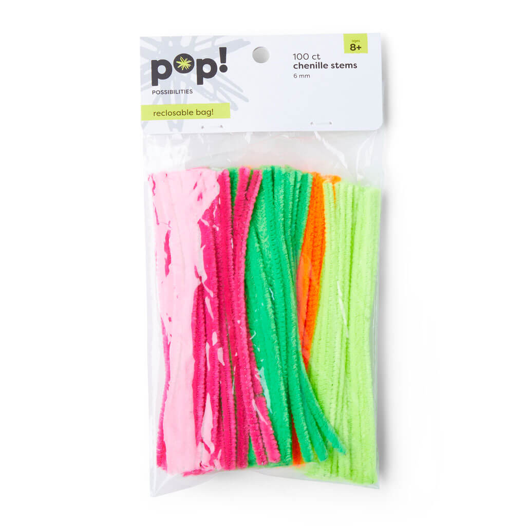 POP! Neon Chenille Stems 100ct 6mm