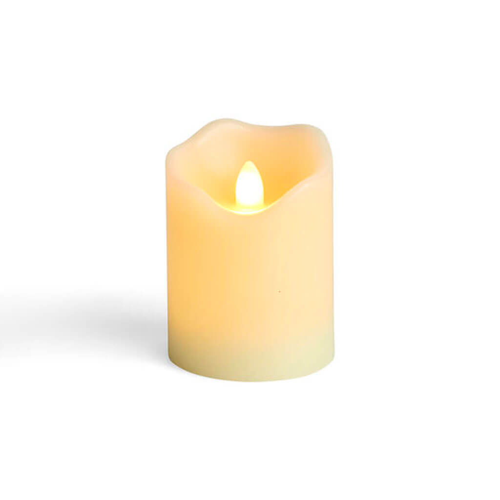 LED Ivory Wave Edge Pillar Candle 3in x 4in