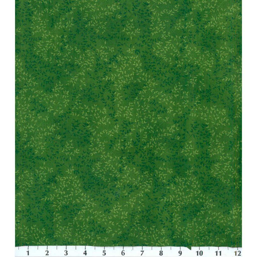 Fabric Traditions Tonal Vine Leaf Cotton Dark Green