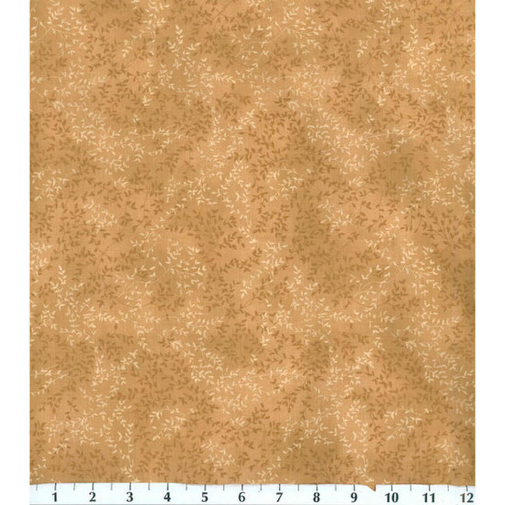 Fabric Traditions Tonal Vine Leaf Cotton Fabric Beige