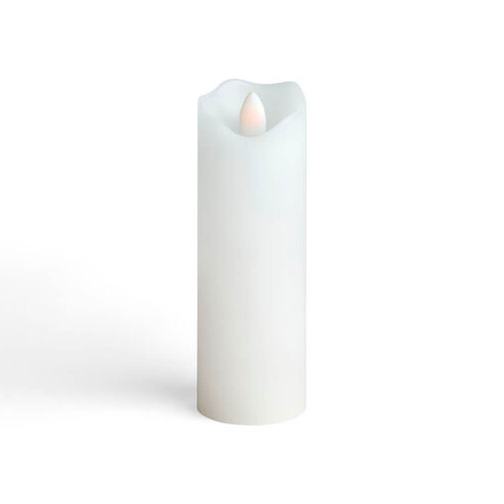 LED White Wave Edge Pillar Candle 2in x 6in