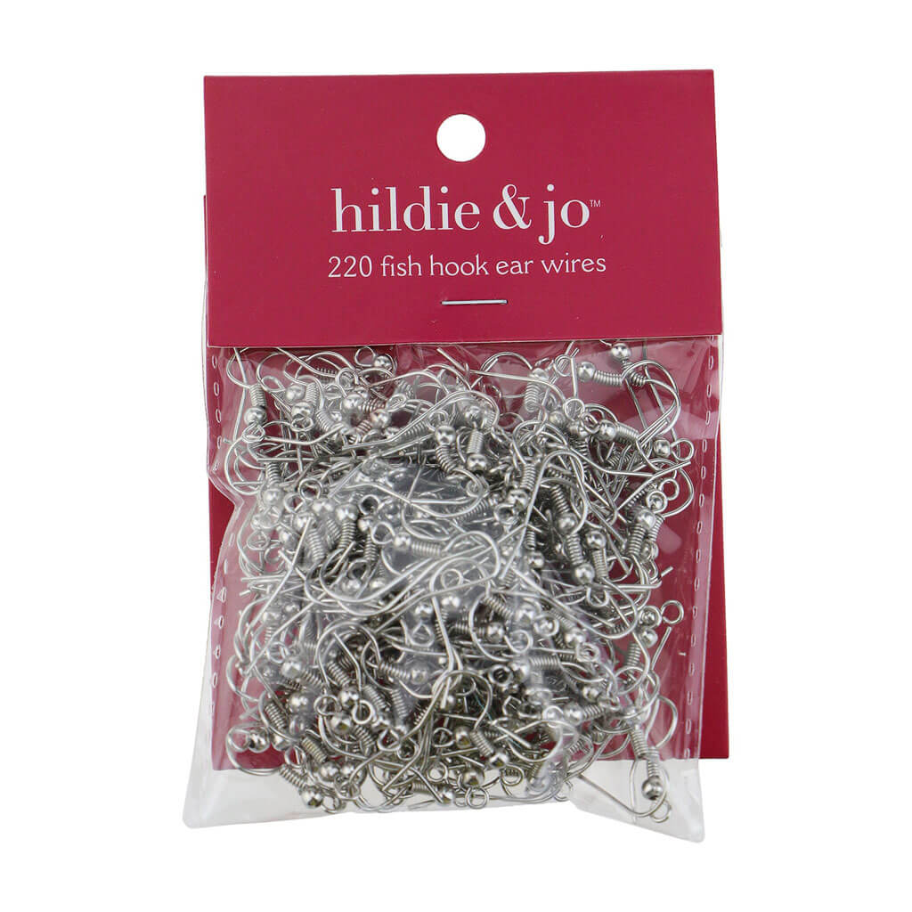 Silver Metal Ball Fish Hook Ear Wires 220pk