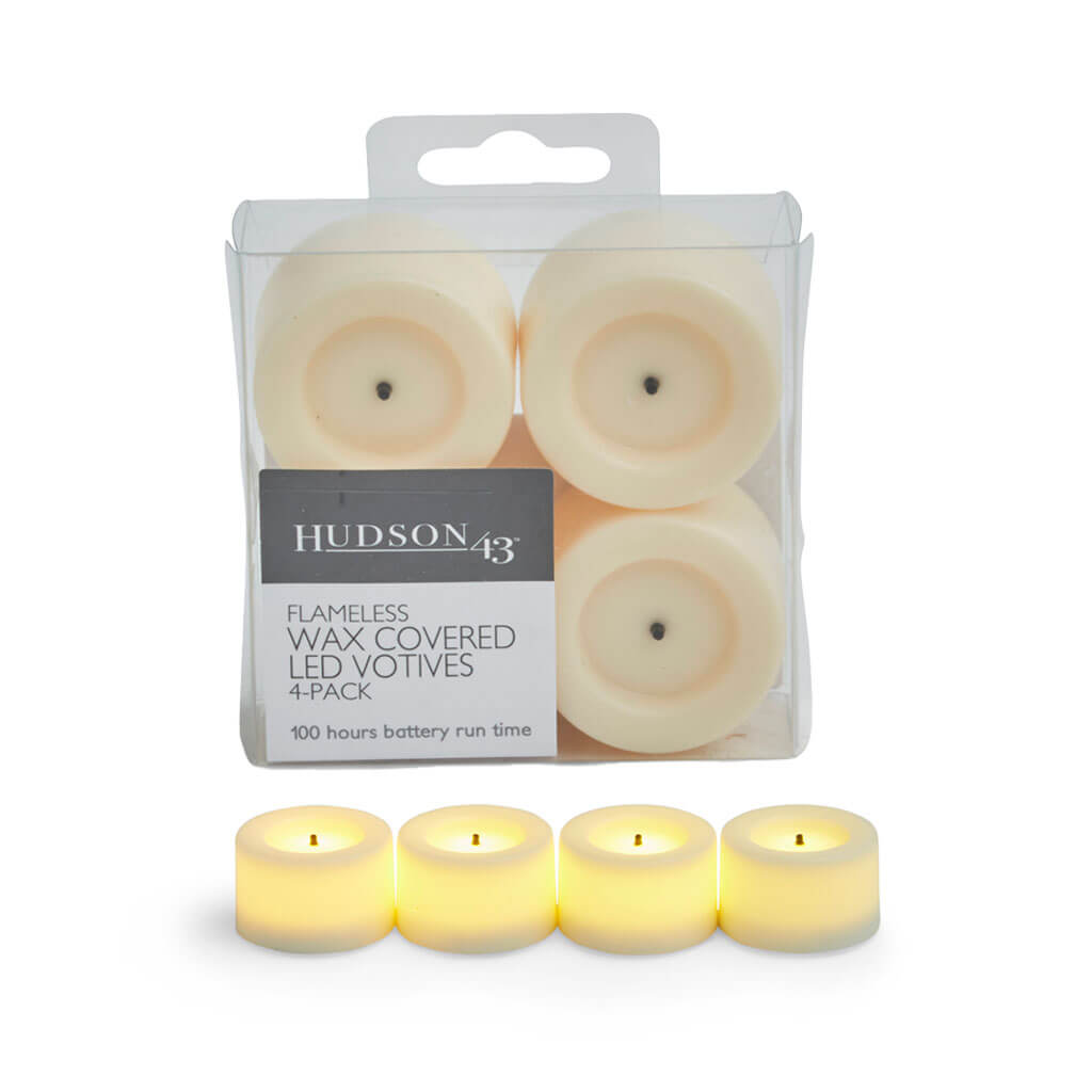 Flameless Cream Mini LED Wax Votive Candles 4pk