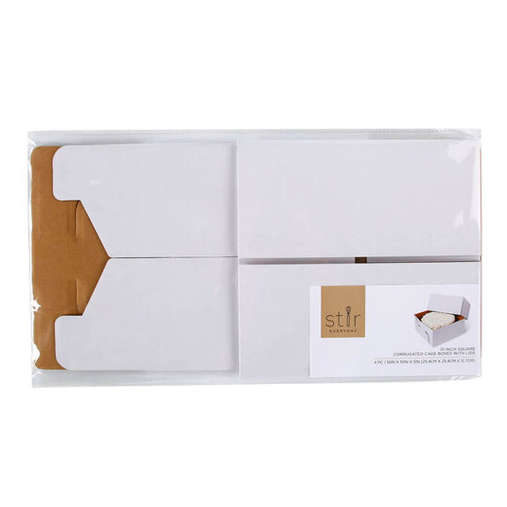 Square Corrugated Cardboard Cake Boxes with Lids 4ct 10in