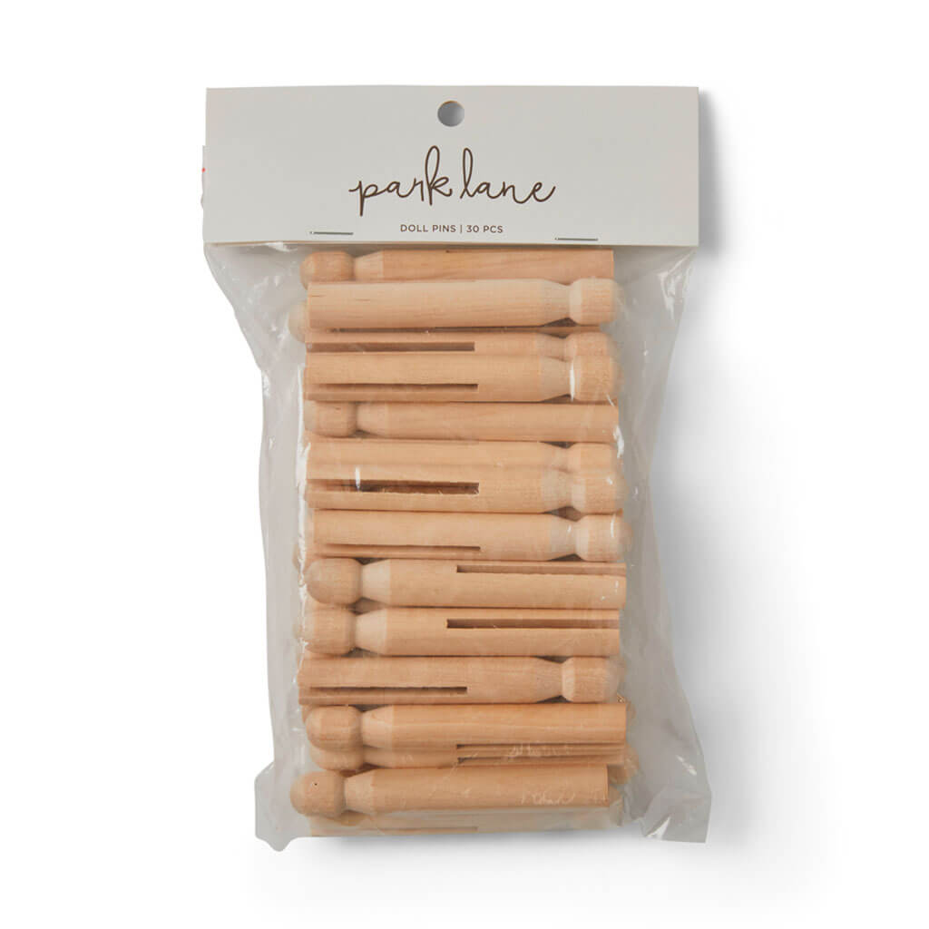 Beige Wood Doll Pins 30pk 4in x 1in