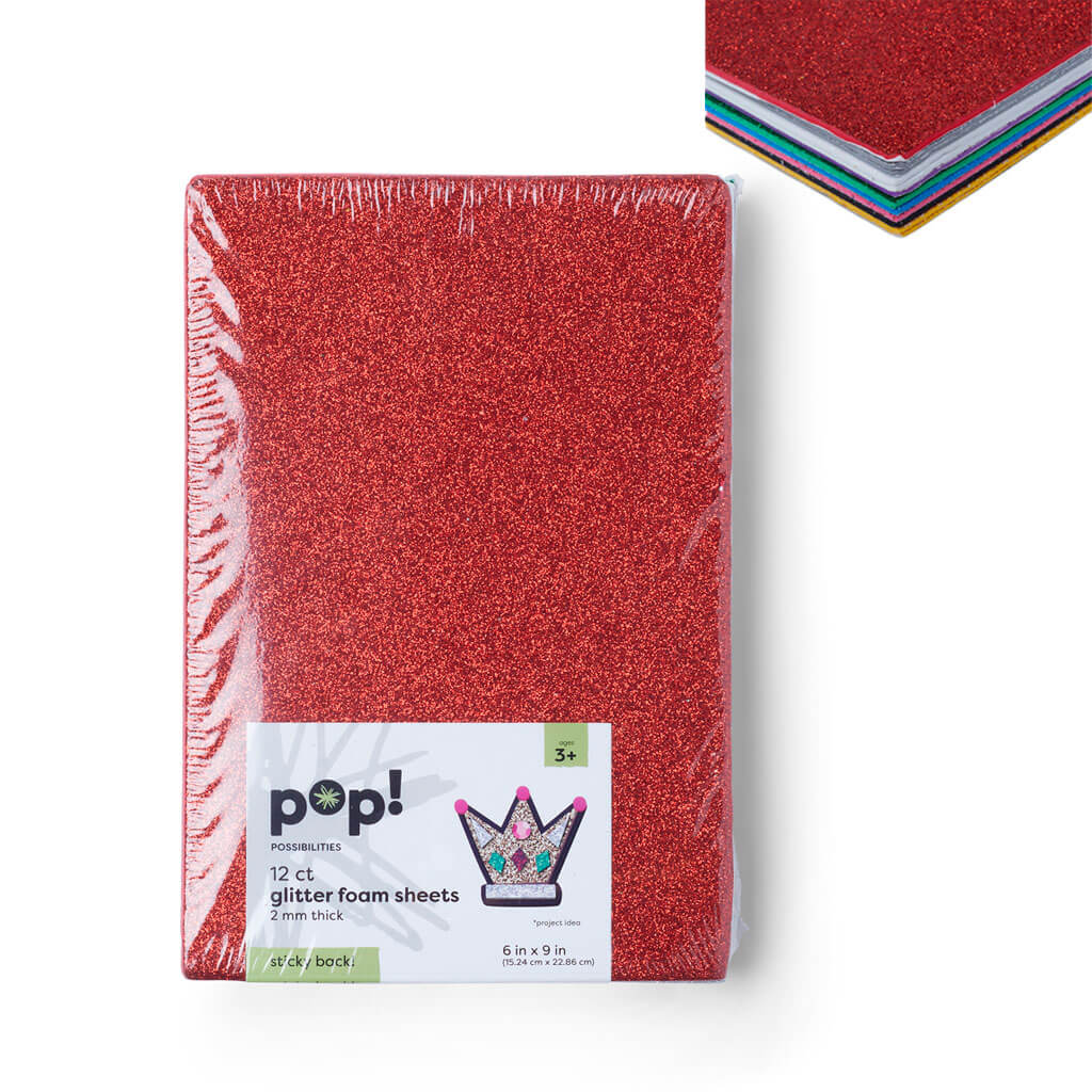 POP! Glitter Sticky Back Foam Value Pack 6in x 9in 2mm