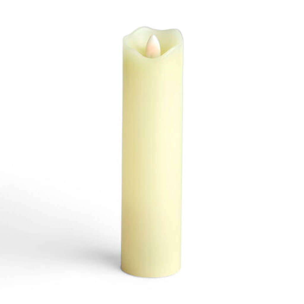 Ivory Aurora Flame Wave Edge Pillar Candle 2in x 8in