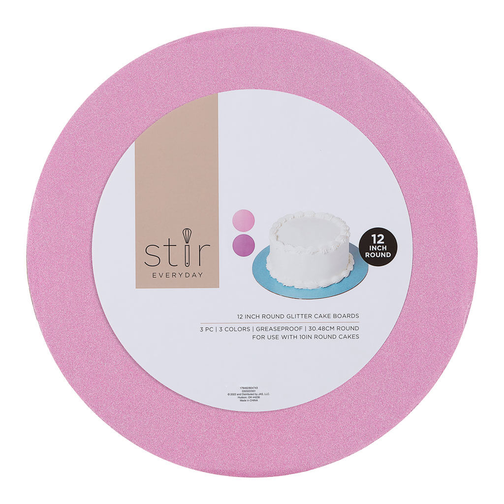 Round Glitter Cake Boards 3pk 12in