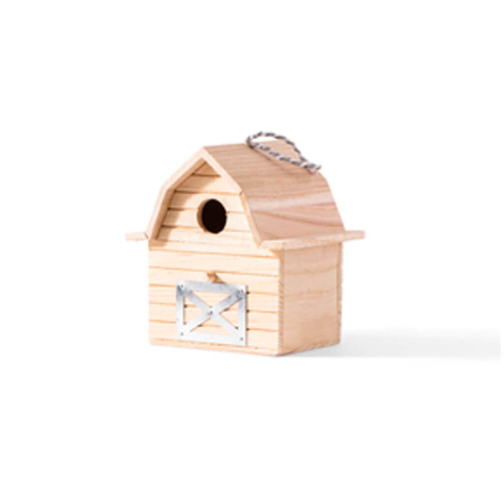 Wood &amp; Metal Barn Birdhouse 7in