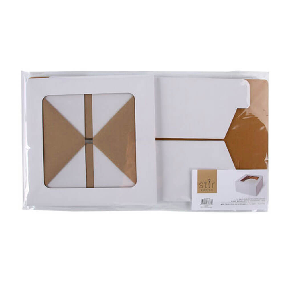 Square Corrugated Cardboard Cake Boxes with Window Lids 4ct 12in