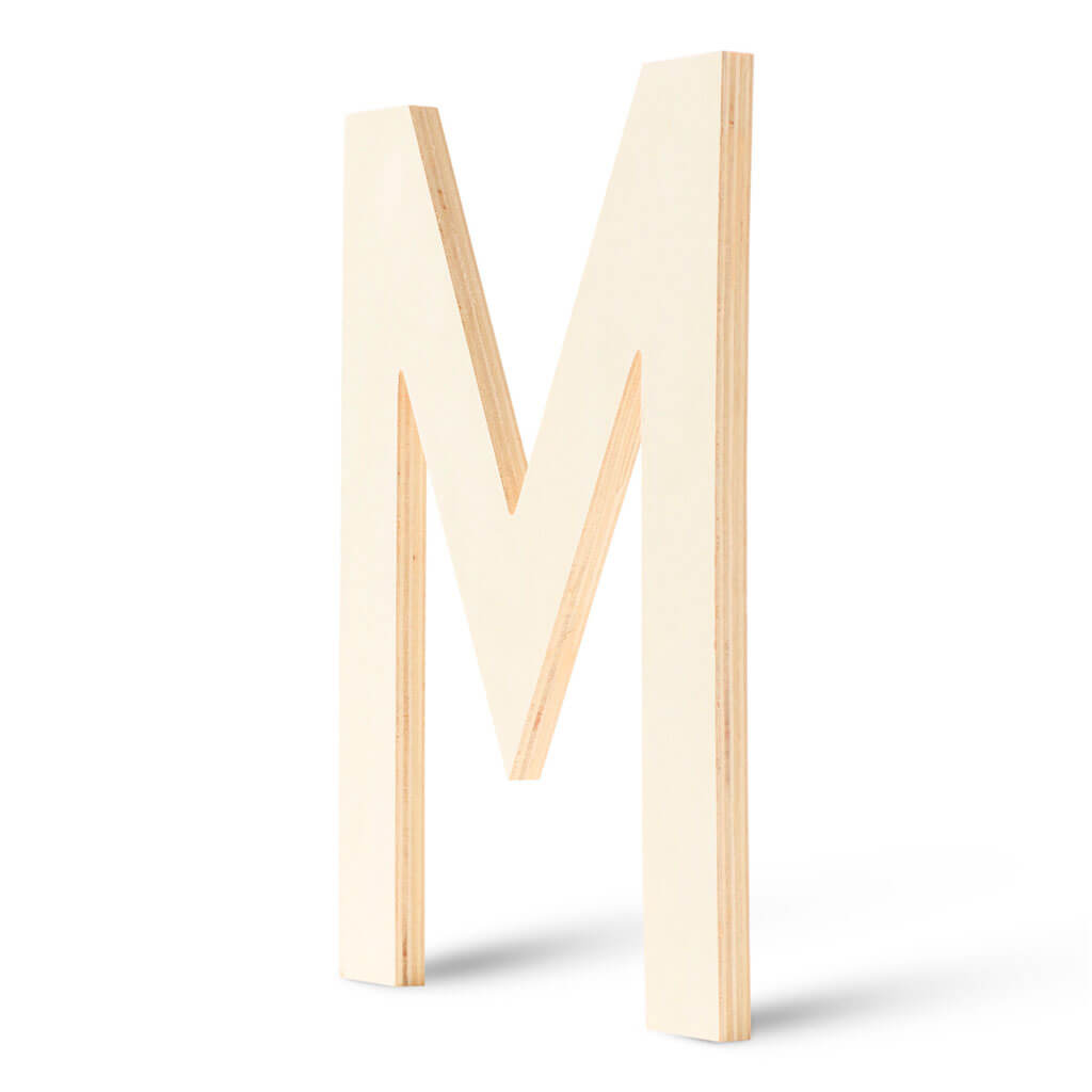 Wood Flat Sans Serif Font Letters Uppercase M 12in