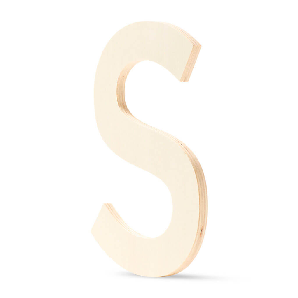 Wood Flat Sans Serif Font Letters Uppercase S 12in