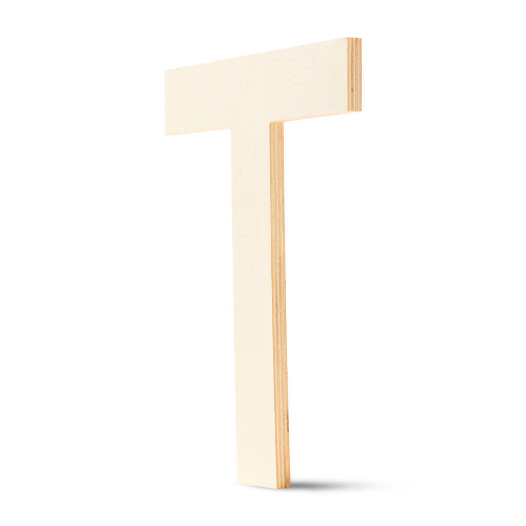 Wood Flat Sans Serif Font Letters Uppercase T 12in