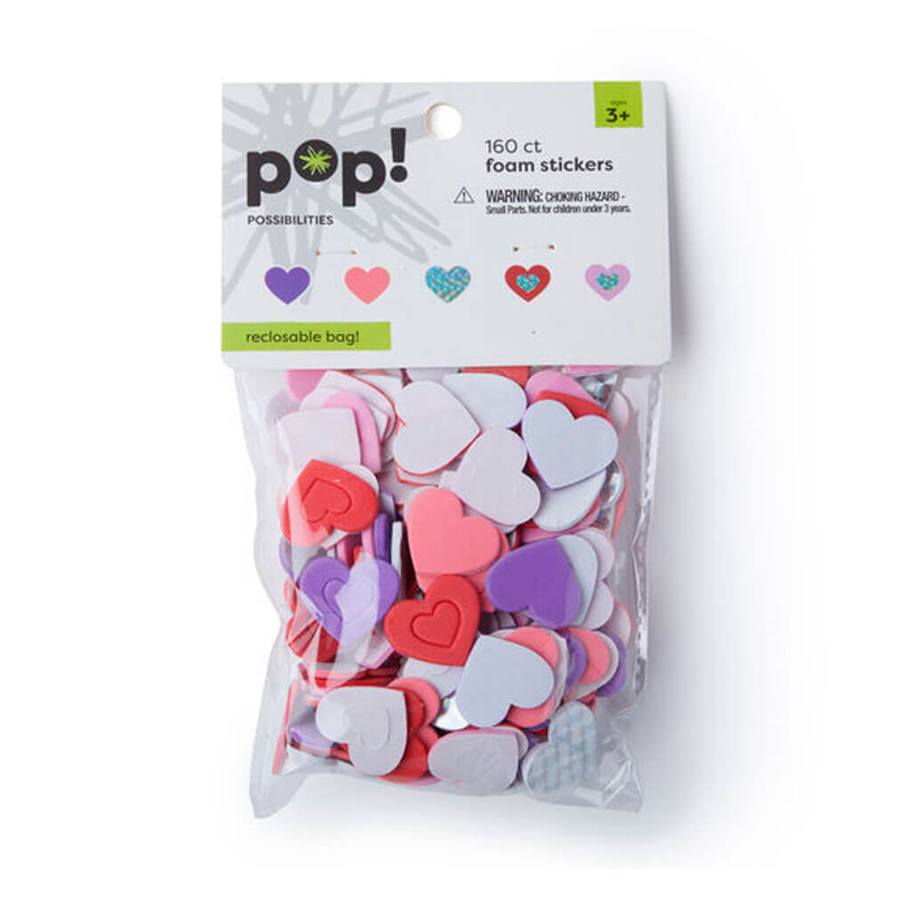 POP! Holographic Adhesive Foam Stickers Hearts 160pk