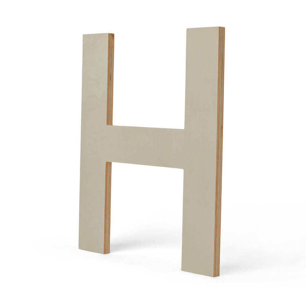 Wood Flat Sans Serif Font Letters Uppercase H 12in
