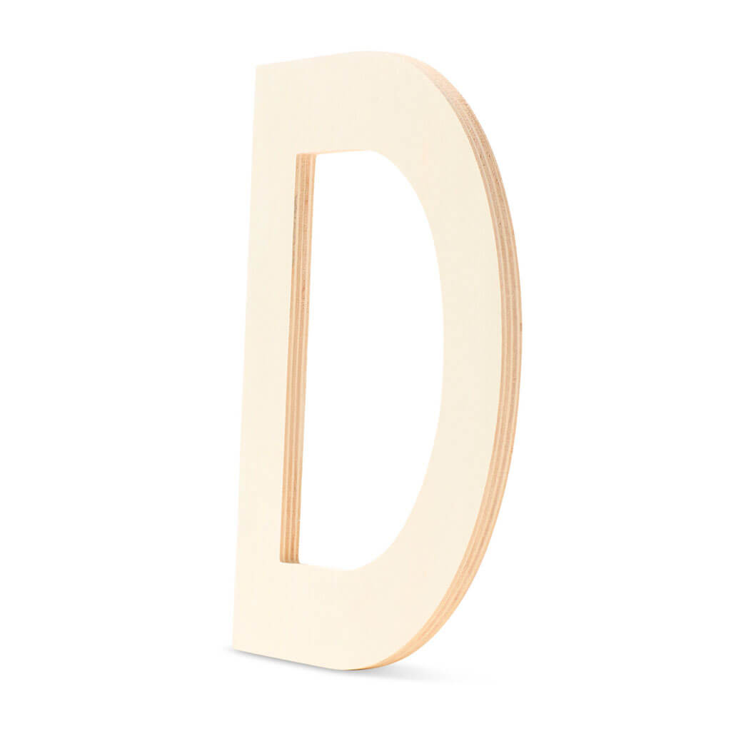 Wood Flat Sans Serif Font Letters Uppercase D 12in