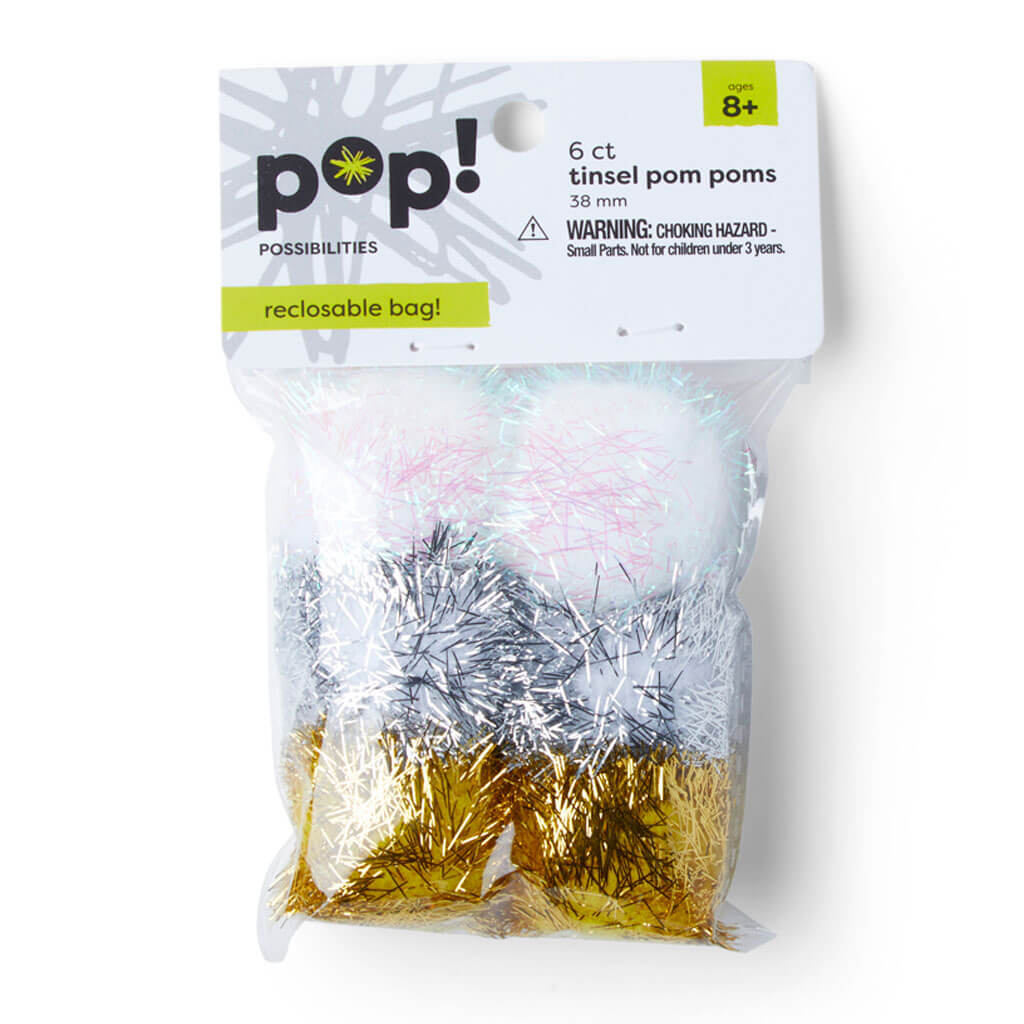 POP! Poms Multi Tinsel 38mm 6pc
