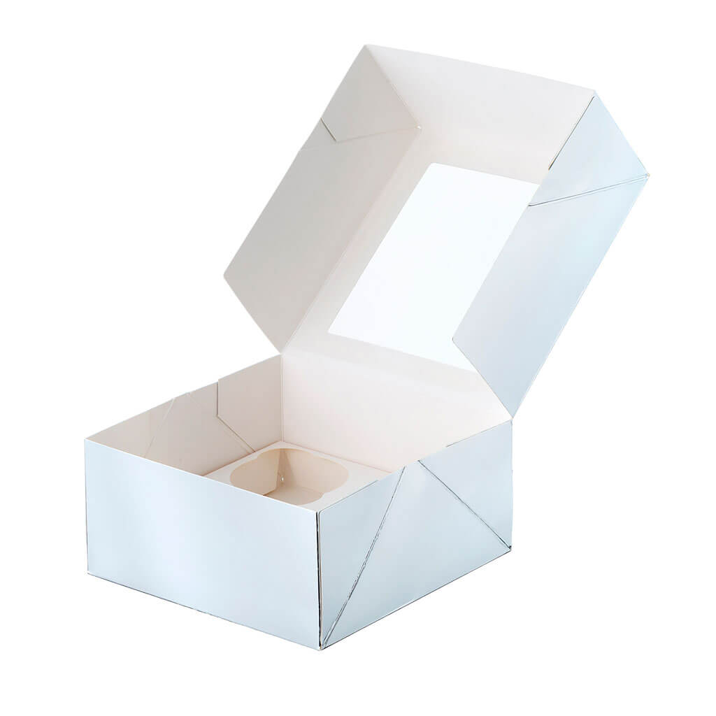 Windowed Treat Boxes with 4 Square Cavity Inserts 6ct 6in