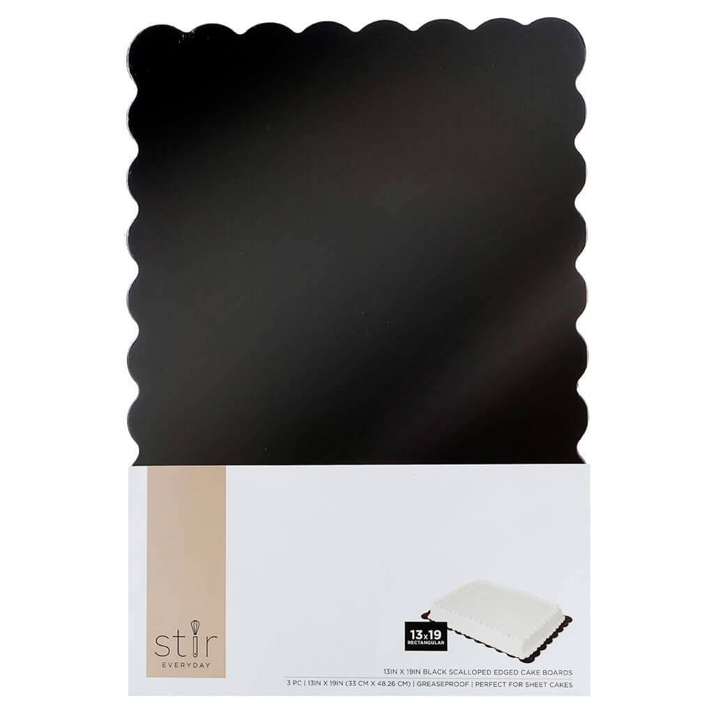 Black Scalloped Edge Cake Boards 3pk 13in x 19in