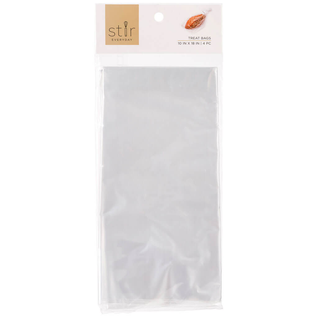 Clear Treat Bags With Ribbons &amp; Tags 4pk 10in x 18in