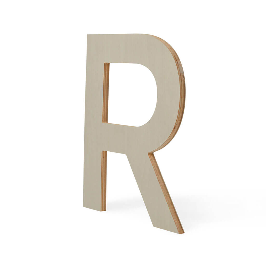 Wood Flat Sans Serif Font Letters Uppercase R 12in