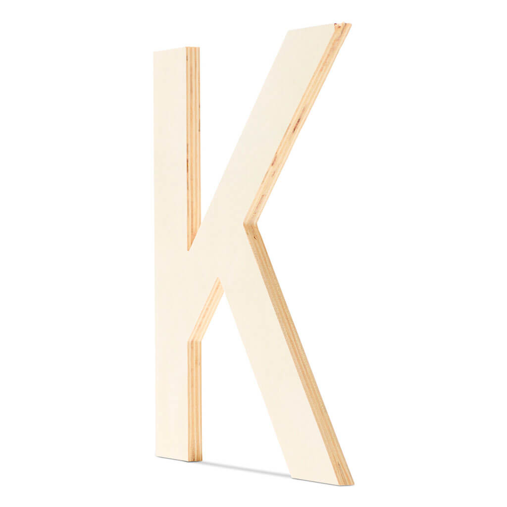 Wood Flat Sans Serif Font Letters Uppercase K 12in