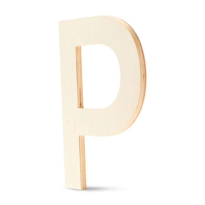 Wood Flat Sans Serif Font Letters Uppercase P 12in