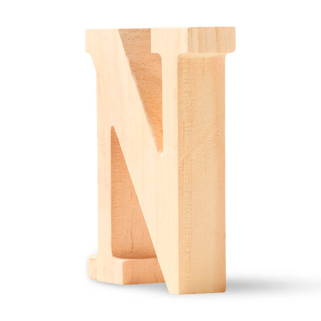 Natural Wood Chunky Letters Uppercase N