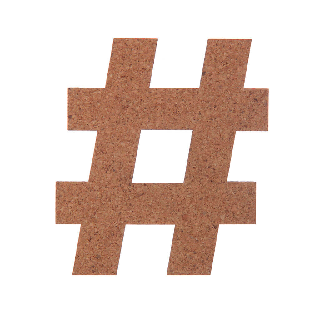 Cork Sans Serif Letters &amp; Symbols Hashtag