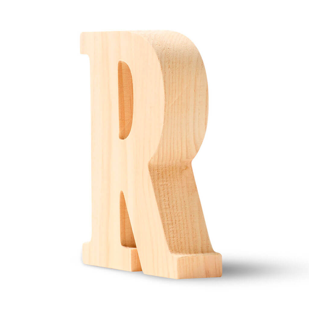 Natural Wood Chunky Letters Uppercase R