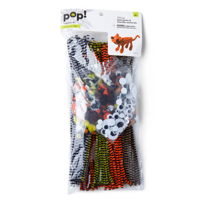 POP! Pom Pom & Chenille Stems Kit 300pc Stripes