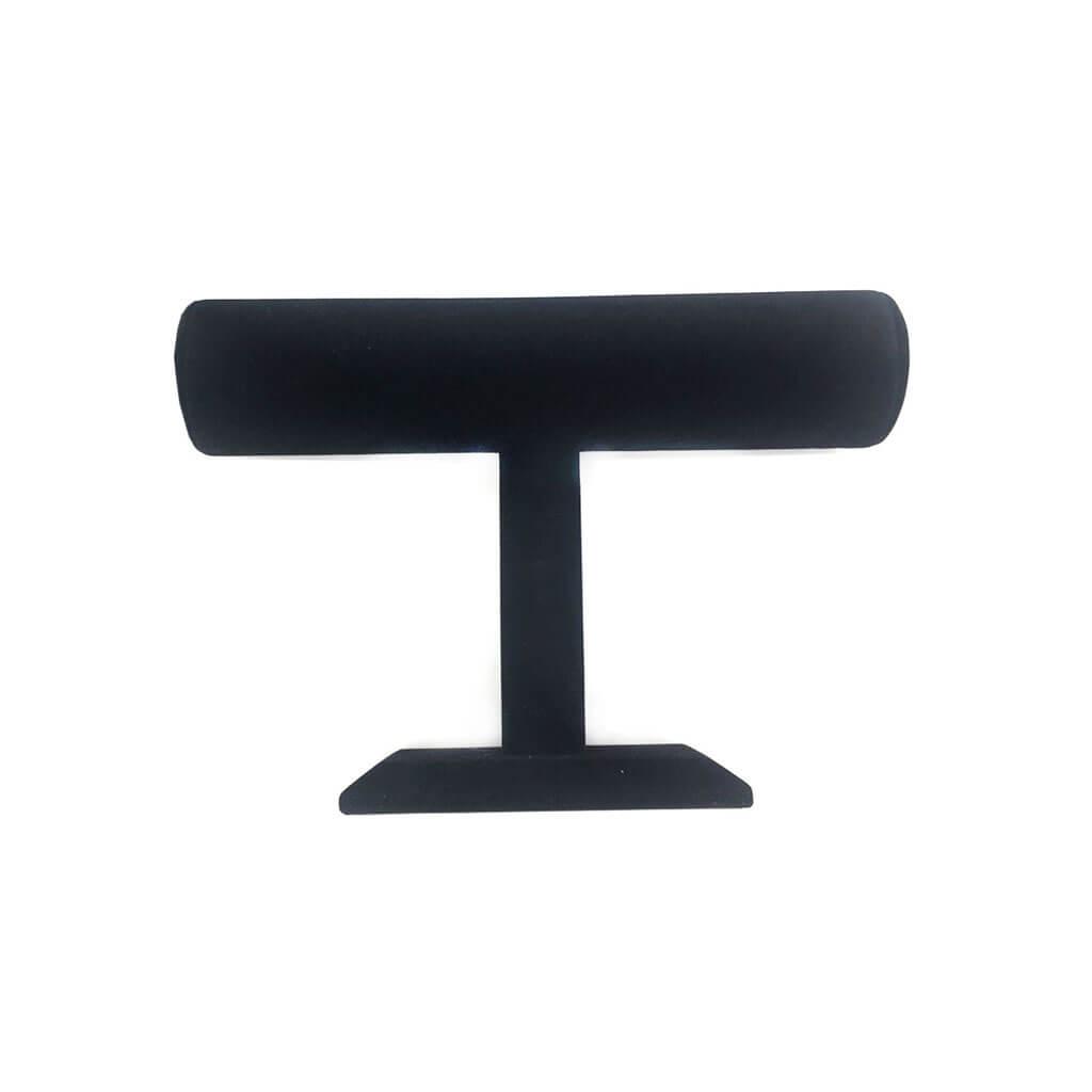 Velvet Single Bar Jewelry Stand Black 7.25in x 6in x 2.75in