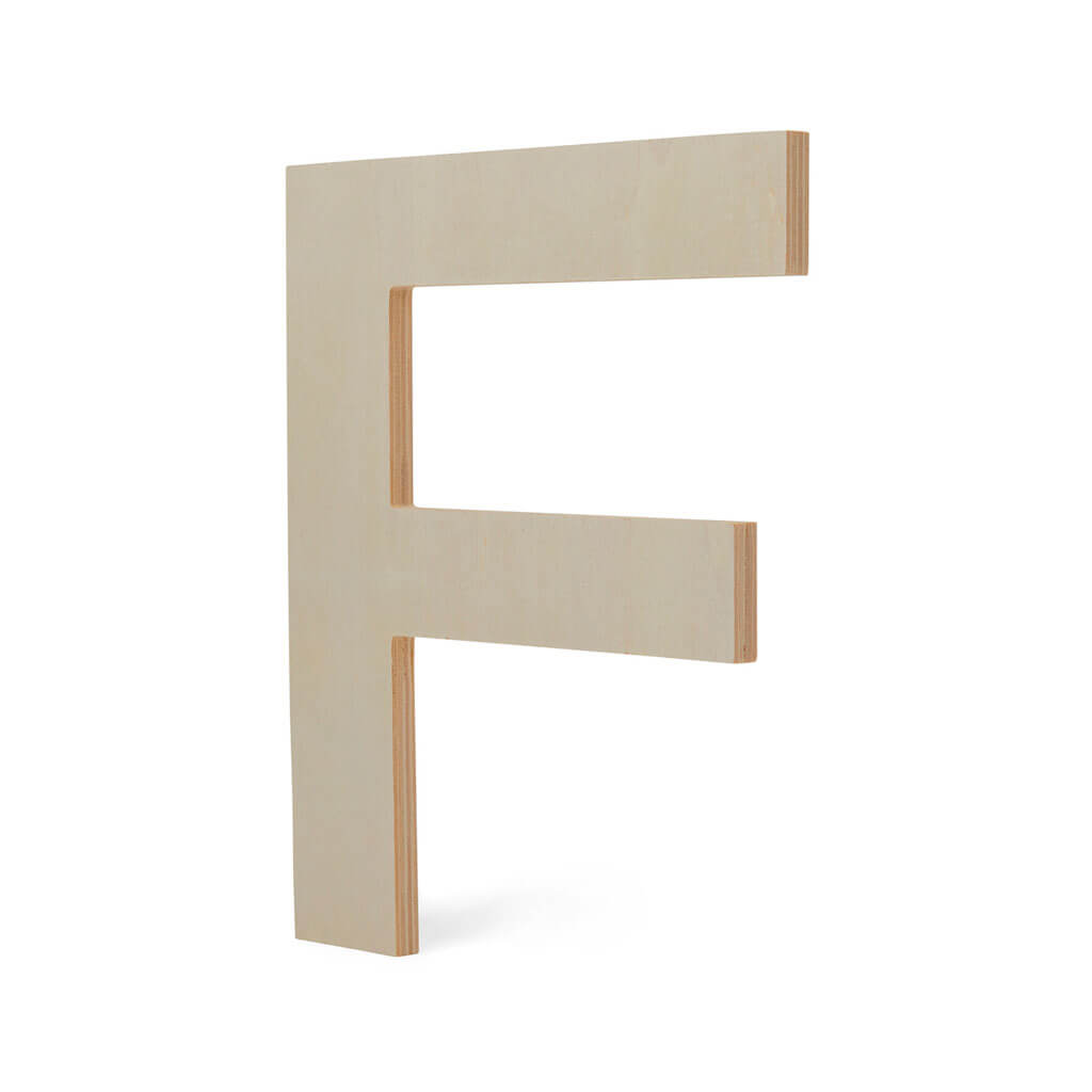 Wood Flat Sans Serif Font Letters Uppercase F 12in