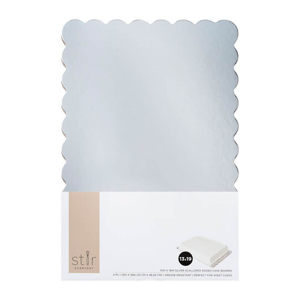 Silver Scalloped Edge Cake Boards 4pk 13in x 19in