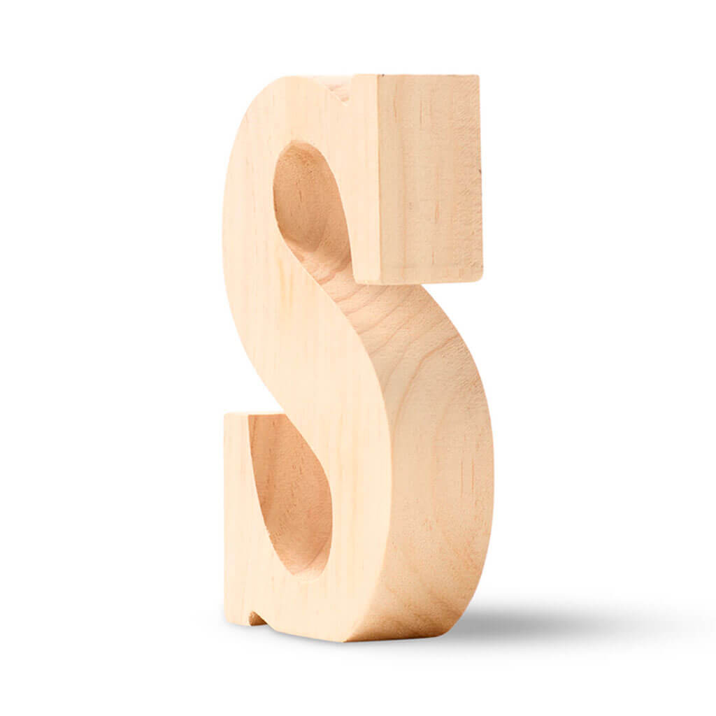 Natural Wood Chunky Letters Uppercase S