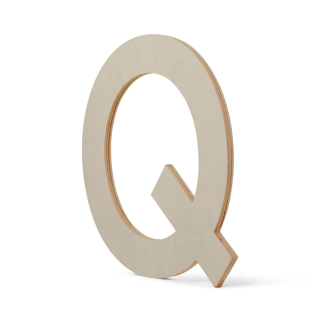 Wood Flat Sans Serif Font Letters Uppercase Q 12in