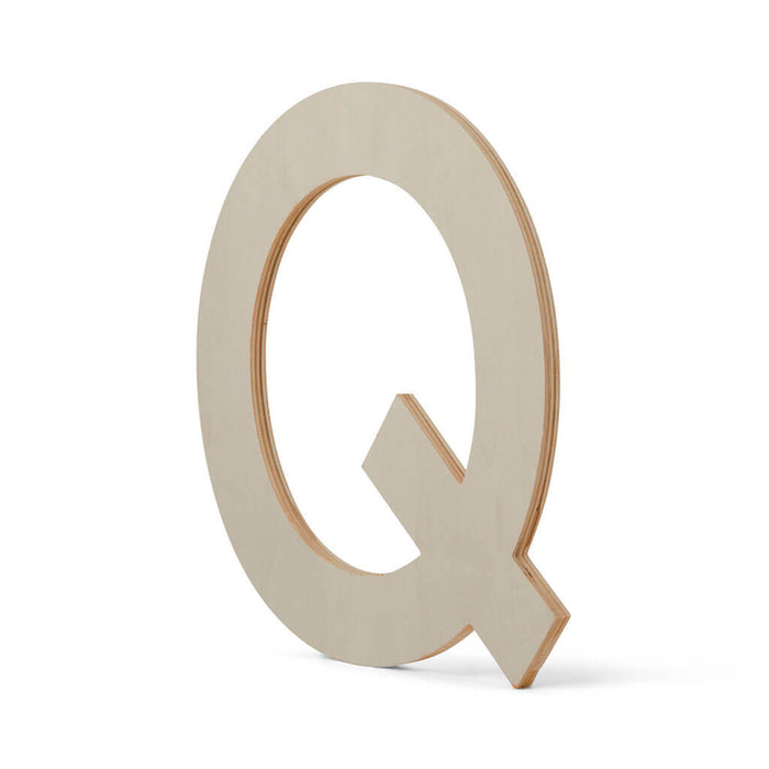 Wood Flat Sans Serif Font Letters Uppercase Q 12in