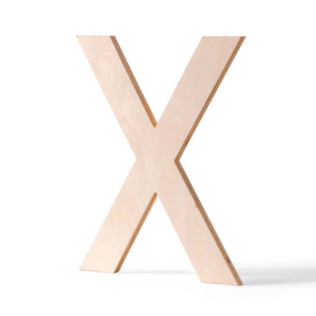 Wood Flat Sans Serif Font Letters Uppercase X 12in