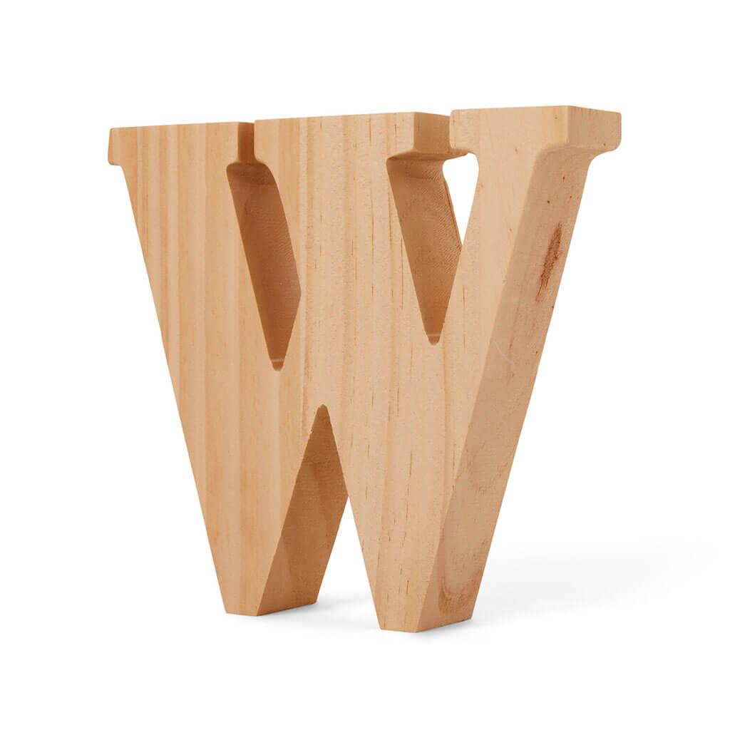 Natural Wood Chunky Letters Uppercase W