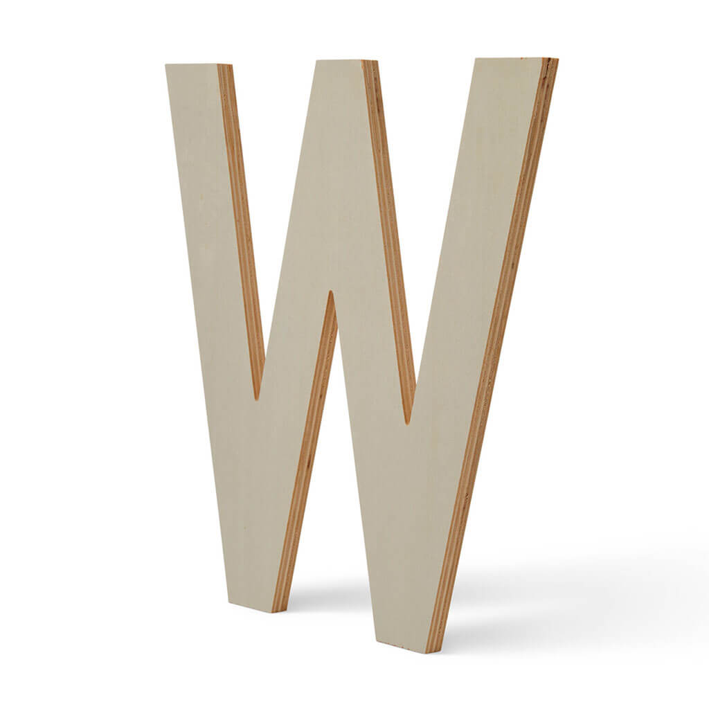 Wood Flat Sans Serif Font Letters Uppercase W 12in