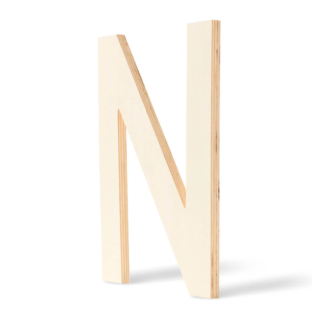 Wood Flat Sans Serif Font Letters Uppercase N 12in