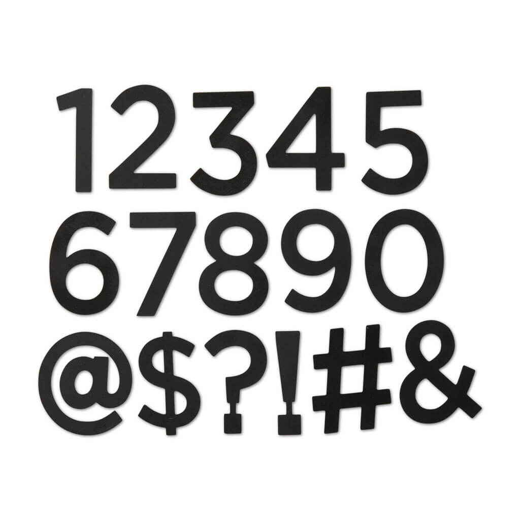 Black Metal Sans Serif Numbers &amp; Symbols 16ct 2in