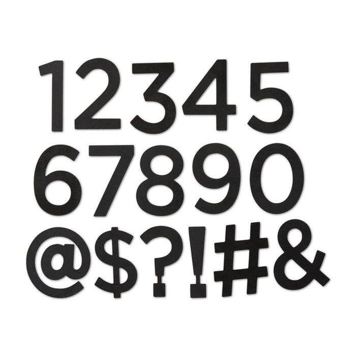 Black Metal Sans Serif Numbers & Symbols 16ct 2in