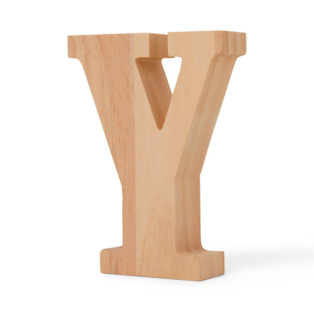 Natural Wood Chunky Letters Uppercase Y