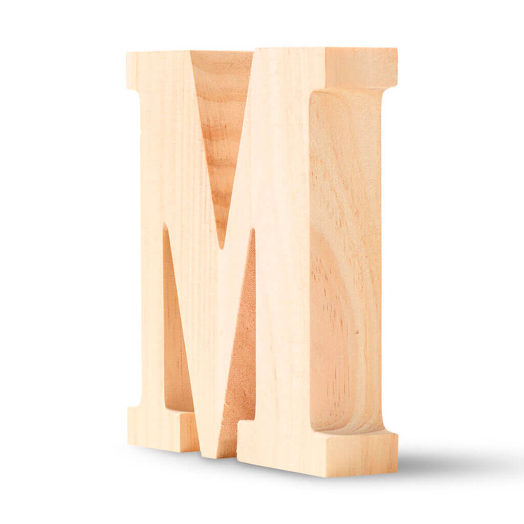 Natural Wood Chunky Letters Uppercase M