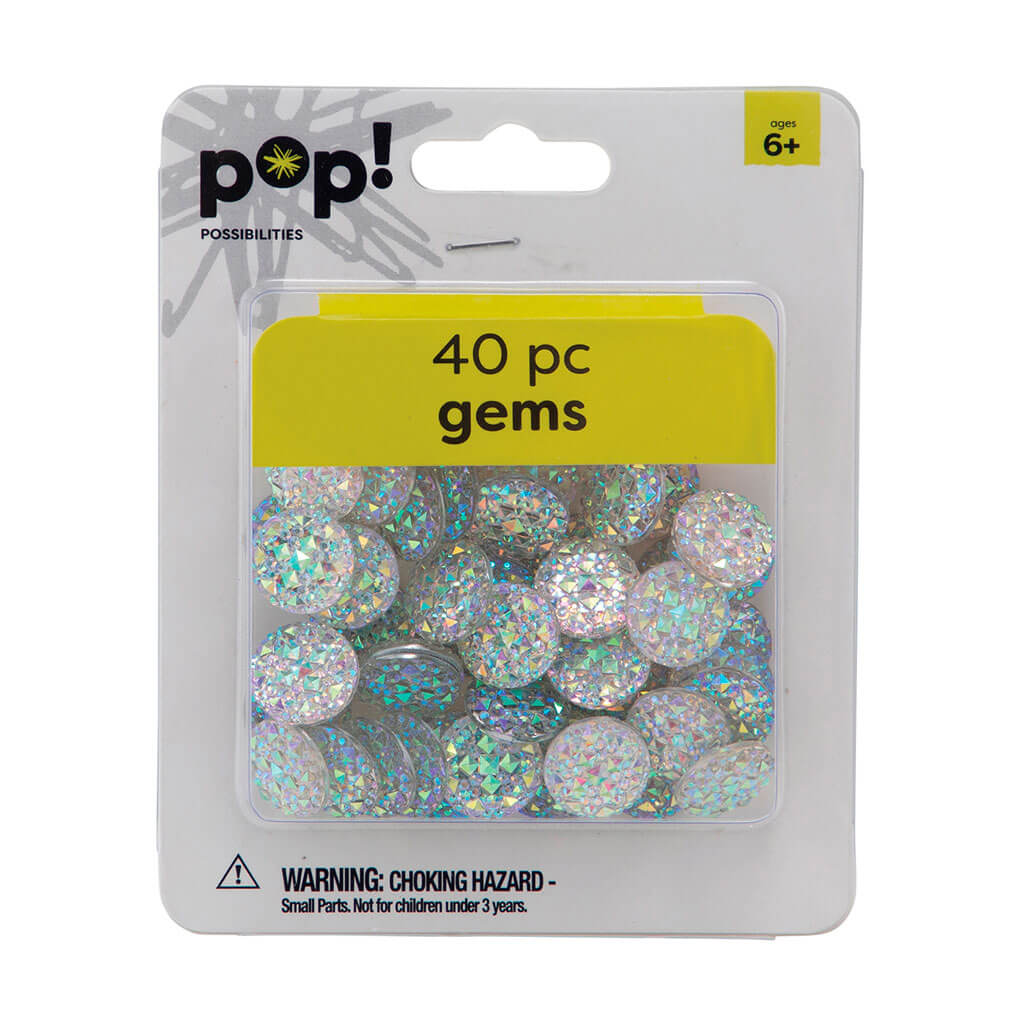 POP! Gems Faceted Round Crystal AB 40pc 14mm