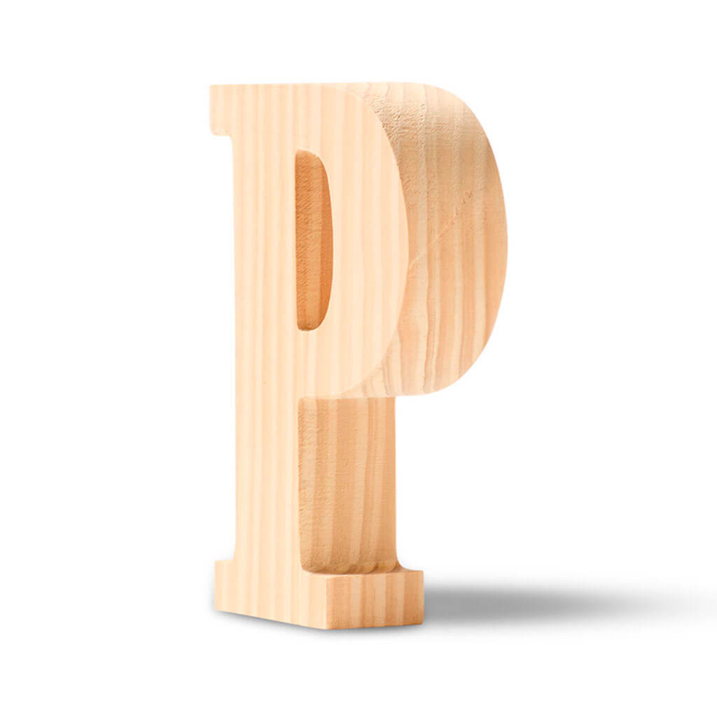 Natural Wood Chunky Letters Uppercase P