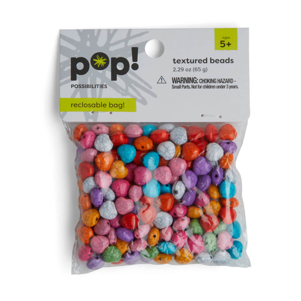POP! Textured Heart Beads Crackle Pattern on Multi 6mm