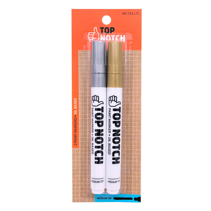 Gold & Silver Medium Tip Oil Based Paint Markers 2ct