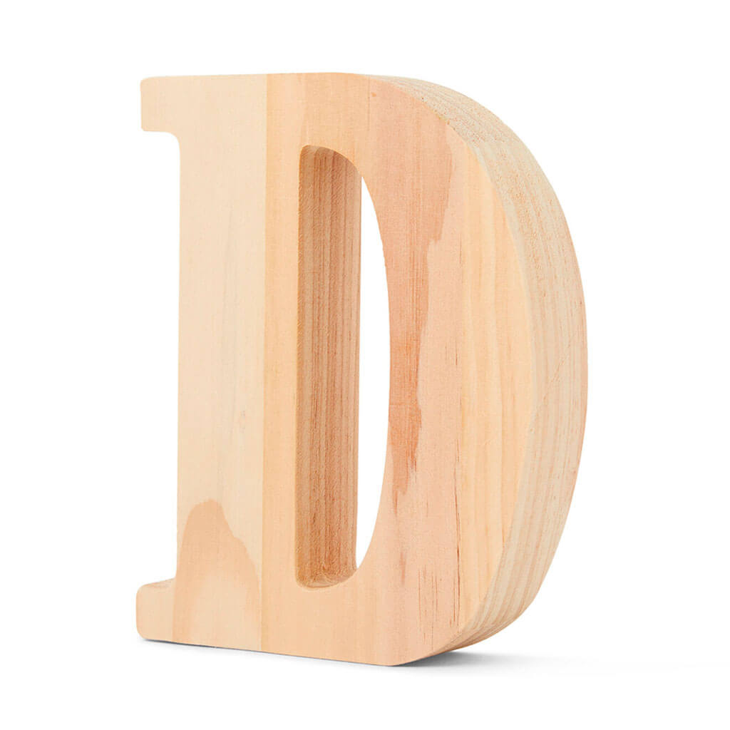 Natural Wood Chunky Letters Uppercase D